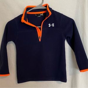 Kids Under Armour Size 4 Dark Blue + Orange Trim 3/4 Zip